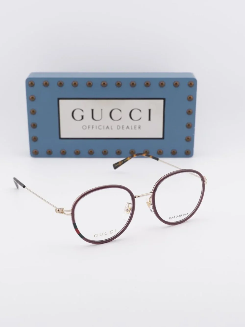 Gucci GG1851OA 007 Round Eyeglasses 50mm - Brown / Gold